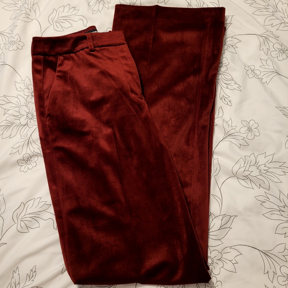 Express Women's Velvet Trousers in Deep Burgundy